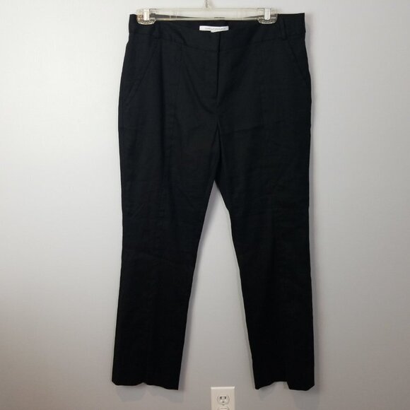Diane Von Furstenberg Black Carissa Linen Ankle Pants 10 - Picture 1 of 8